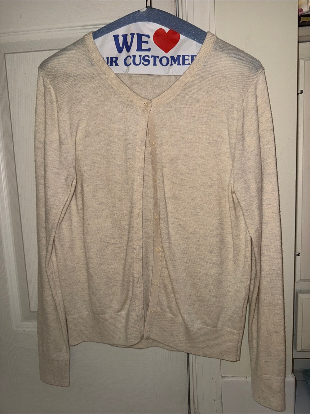 Banana Republic Light Cream V-Neck Button Cardigan